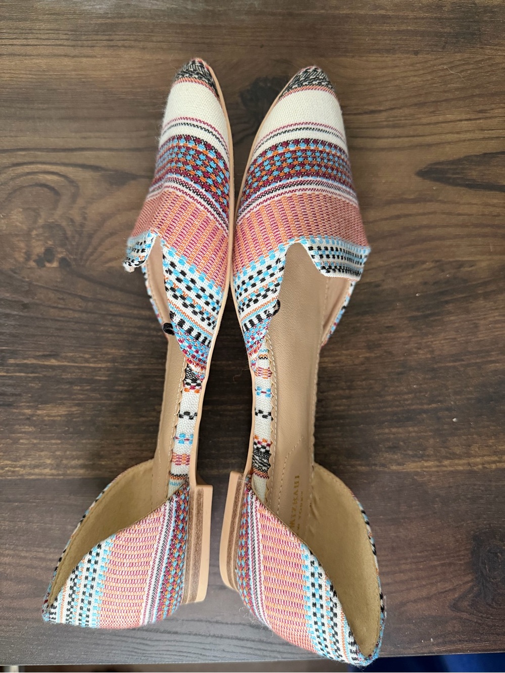 Isaac Mizrahi Multicolor Striped Pointed D'Orsay Flats - Pink, Blue, White - Picture 3 of 4
